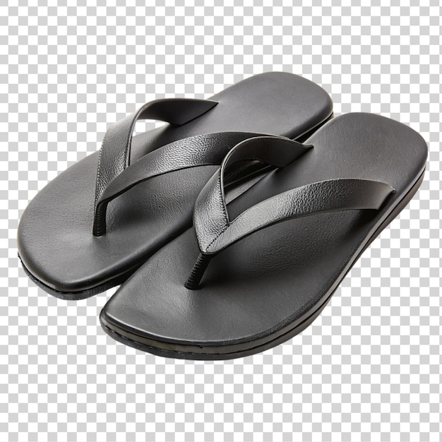 Pair of black flip flops isolated on a transparent background