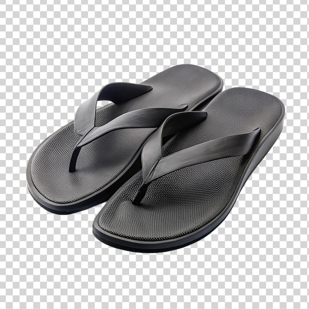 Pair of black flip flops isolated on a transparent background