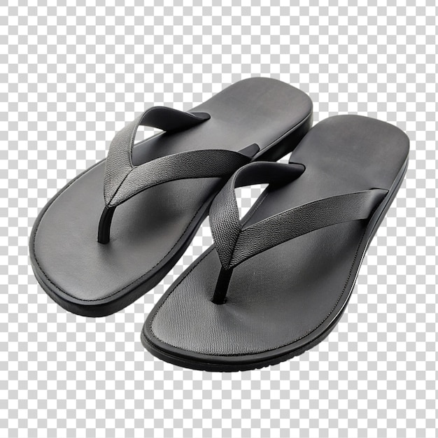 Pair of black flip flops isolated on a transparent background