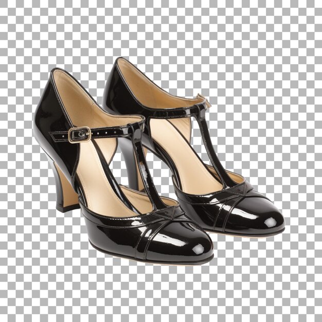 PSD a pair of black shoes with gold trim and a black bow