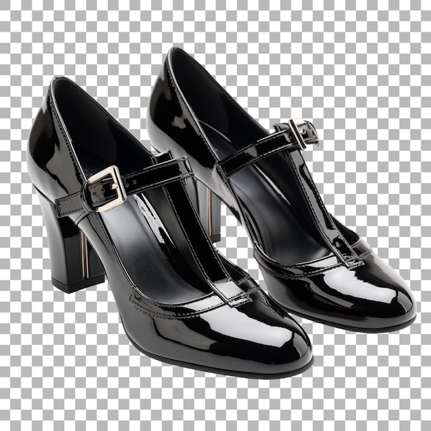 A pair of black shoes with silver trim and black laces