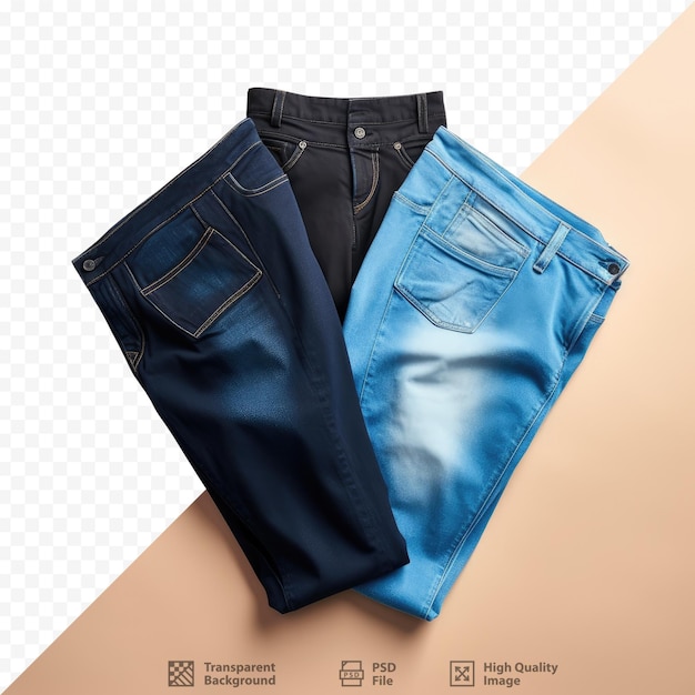 Premium PSD A pair of blue jeans with a black belt and a blue jeans.