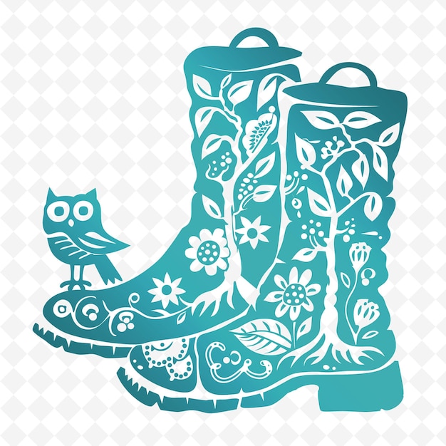 PSD a pair of boots with a bird on them