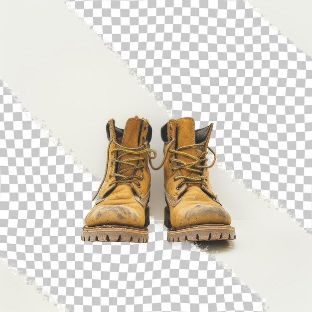 PSD a pair of boots with a yellow laces on them