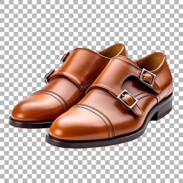 PSD a pair of brown shoes with a gold buckle