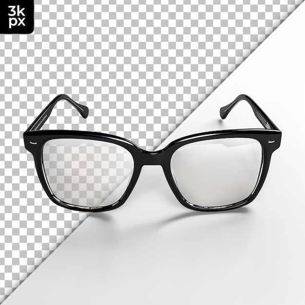 PSD a pair of eyeglasses that are black and white