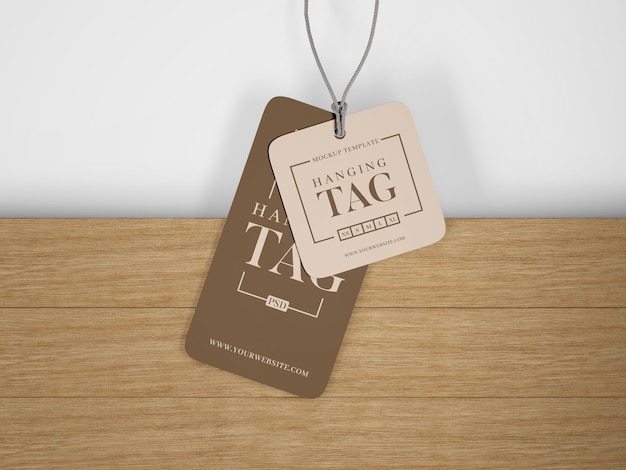 PSD pair of fashion label hang tag branding mockup