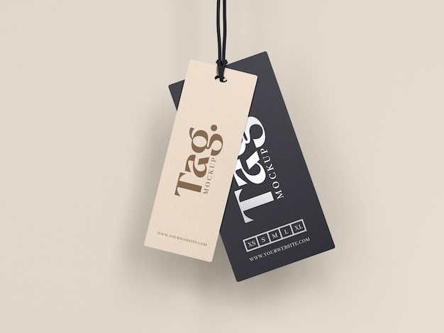 PSD coppia di etichette di moda hang tag branding mockup