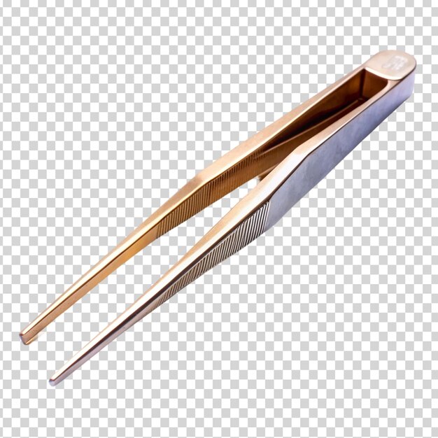 A pair of gold scissors on transparent background