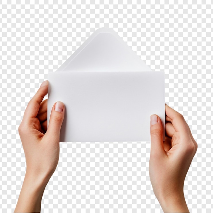PSD a pair of hands gently holding a blank white envelope ready to send a message