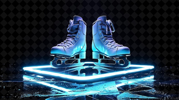 PSD a pair of ice skates with the number 3 on them