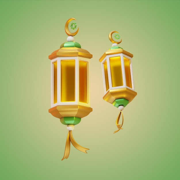 PSD a pair of lanterns with the word ramadan on it