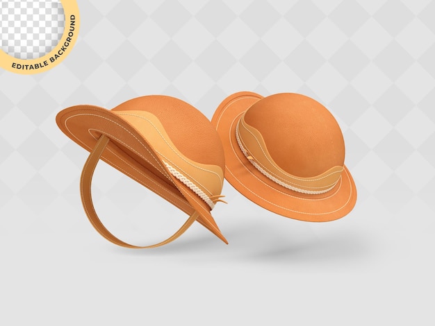 PSD a pair of leather hats cowboy 3d render floating