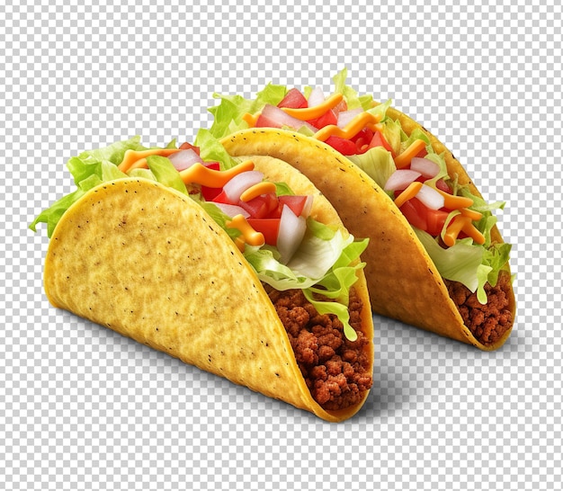 PSD pair of mexican tacos ai cutout on transparent