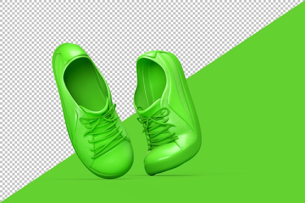 Пара зеленой спортивной обуви изолированы
