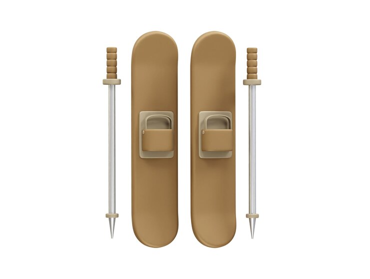 PSD pair of skis and ski poles for winter sports icon 3d ski board icon 3d illustration
