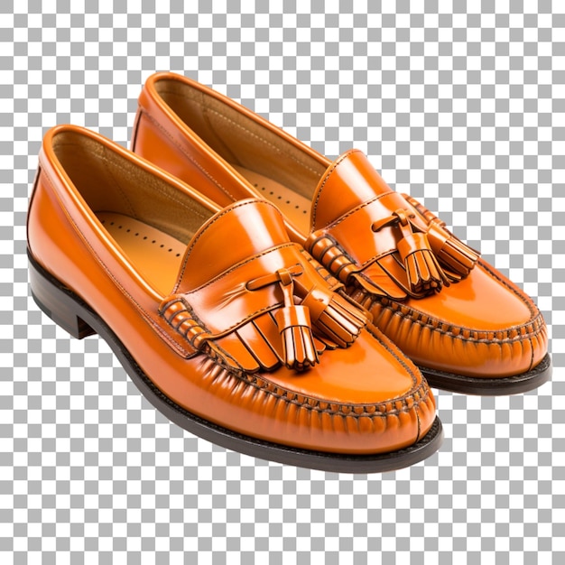 PSD a pair of orange shoes with a gold buckle