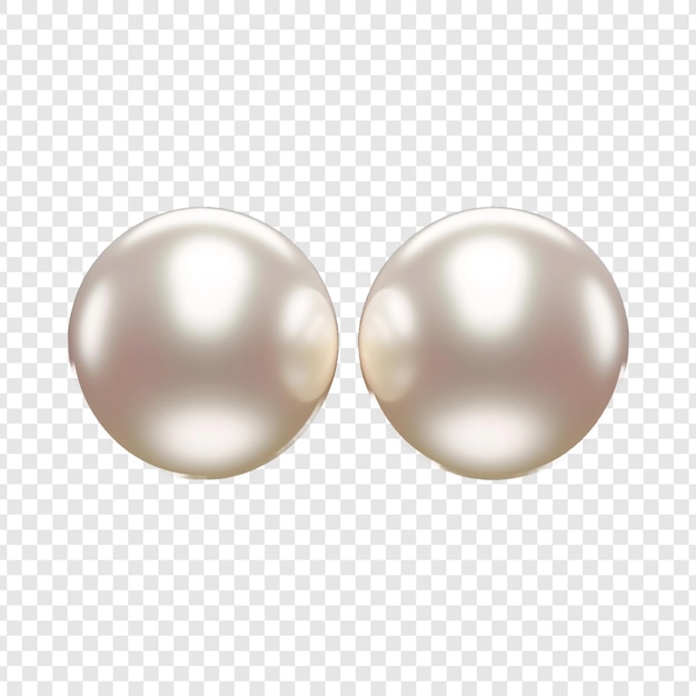 PSD a pair of pearl earring without any girl item isolated on transparent background