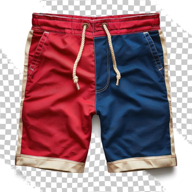 PSD a pair of red blue and white shorts with a white stripe