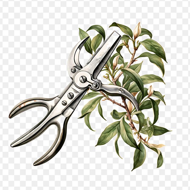 PSD a pair of scissors with a plant on it