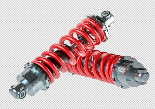 PSD pair of shock absorber isolated on white