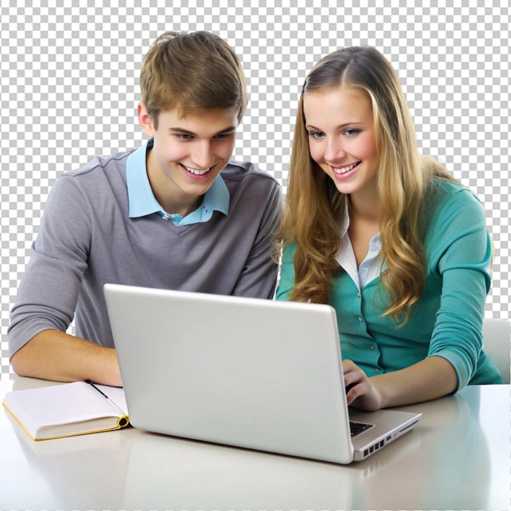 PSD a pair of students studying with a computer