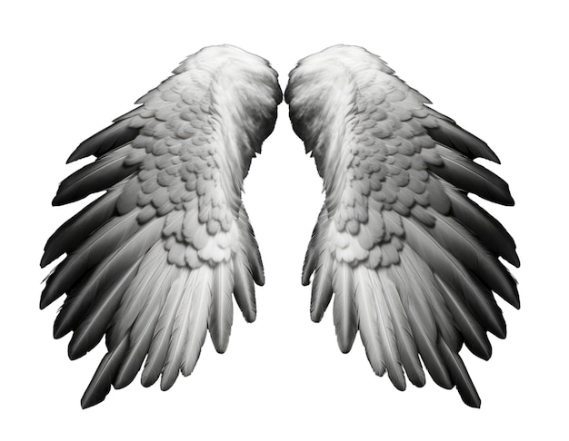 PSD a pair of white angles wings on a black background isolated and transparent generative ai