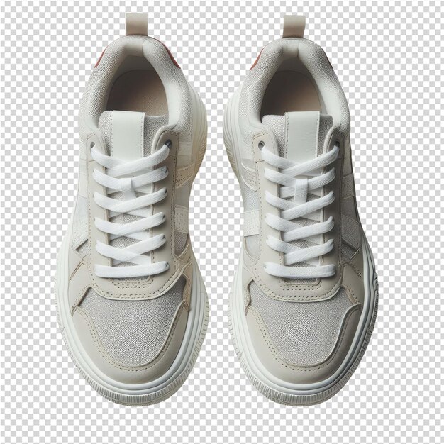 PSD a pair of white sneakers with white laces and a white sole