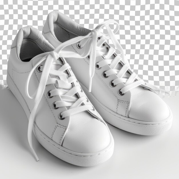 PSD a pair of white sneakers with the word shoe on the bottom