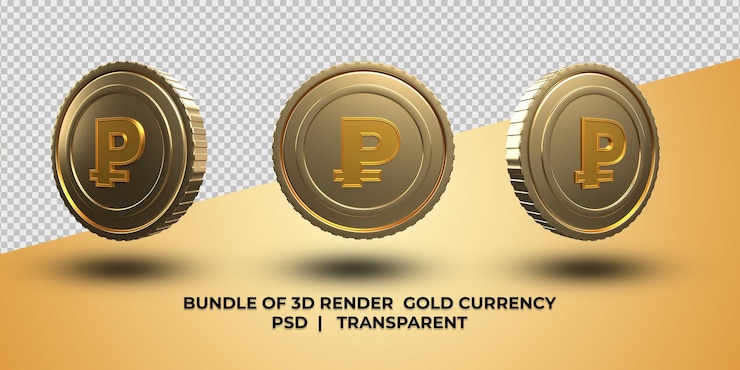 PSD pakiet 3d monet waluty rubel