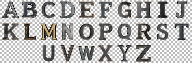 Pakiet alfabetów od A do Z w stylu vintage chalkboard ustawiony na przezroczystym tle dla retro projektów edukacyjnych marek lub klasycznych aplikacji typograficznych