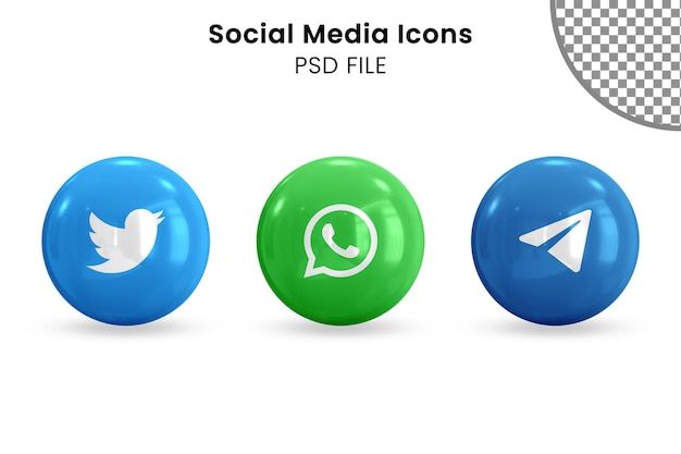 Pakiet Ikon Mediów Społecznościowych 3d