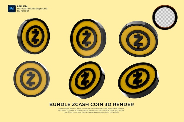 PSD pakiet kryptowalut zcash 3d render