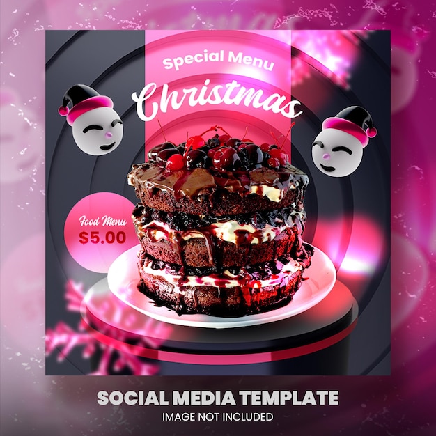 PSD pakiet świąteczny menu szablon kwadratowy baner w mediach społecznościowych