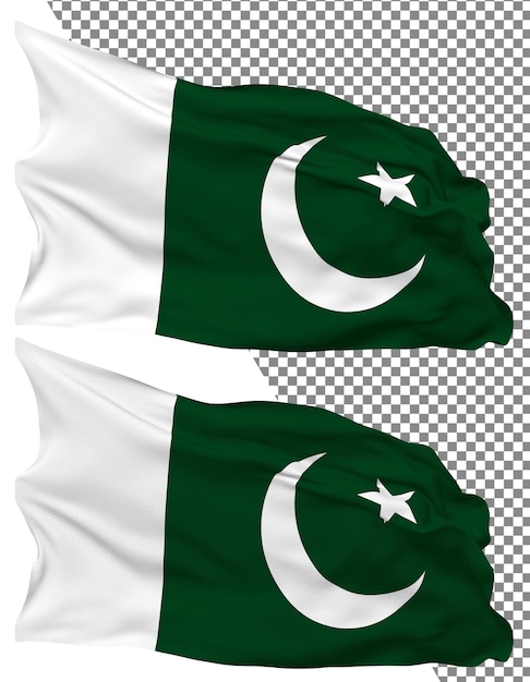 PSD pakistan flag wave isolated plain bump texture transparent background 3d rendering