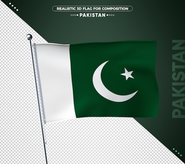 PSD bandiera del pakistan con texture realistica