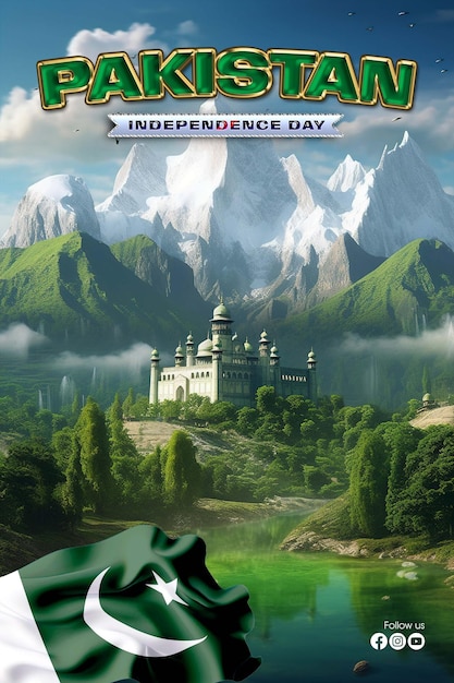 PSD pakistan independence day greeting poster template