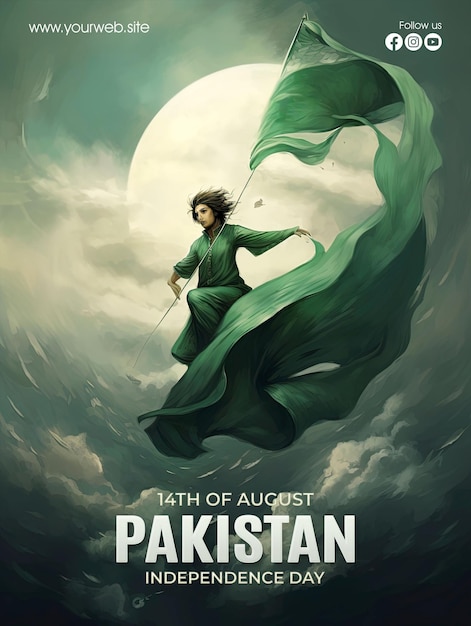 PSD pakistan independence day greeting poster