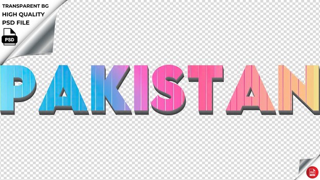 Pakistan Typografia Tęcza Kolorowa Tekst Tekstura Psd Przezroczysta