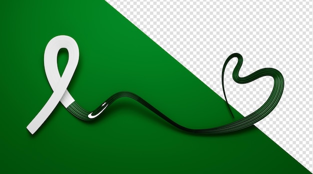 Pakistani flag heart shaped wavy ribbon 3d illustration