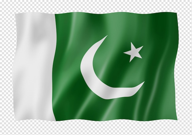 Pakistani flag isolated on white