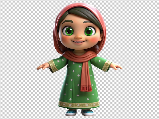 PSD pakistani girl cartoon character