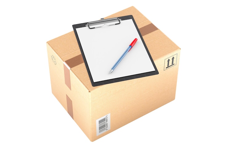 PSD pakje en klembord met een wit a4-papiermodel en een 3d-rendering met pen geïsoleerd op een doorzichtige achtergrond