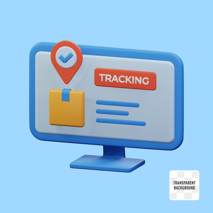 PSD pakket kartonnen doos binnen pin kaart locatie voor online zending tracking desktop web app punt 3d weergegeven pictogram illustratie ontwerp