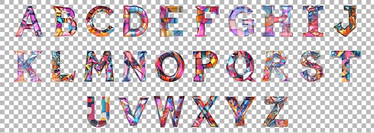 PSD pakowanie alfabetów a do z abstrakcyjny zestaw stylów nad przezroczystym tłem dla nowoczesnych projektów projektowych kreatywne branding lub unikalne aplikacje typograficzne