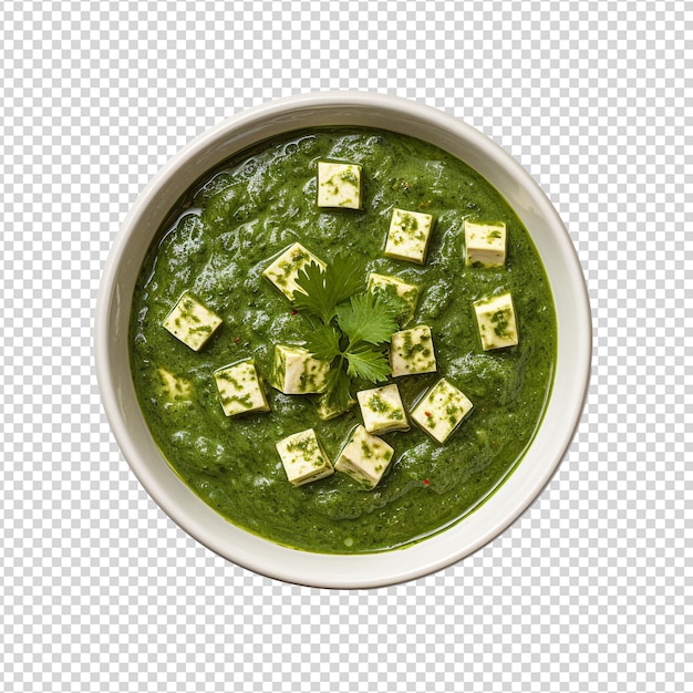 Palak paneer in een schaal geïsoleerd op een doorzichtige achtergrond indisch traditioneel voedsel