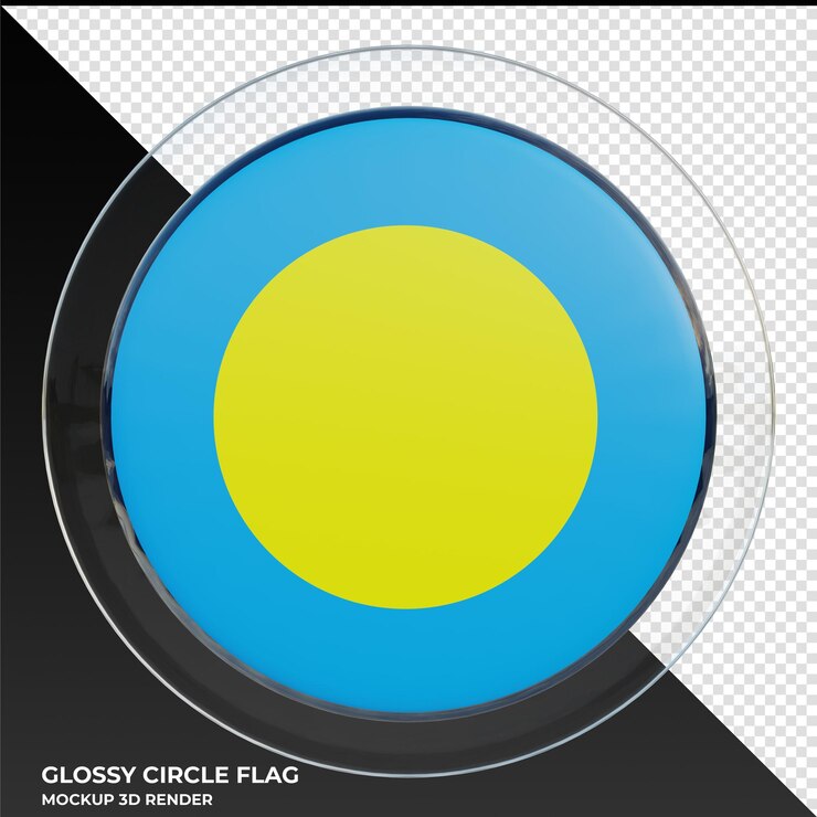 PSD palau realistic 3d textured glossy circle flag