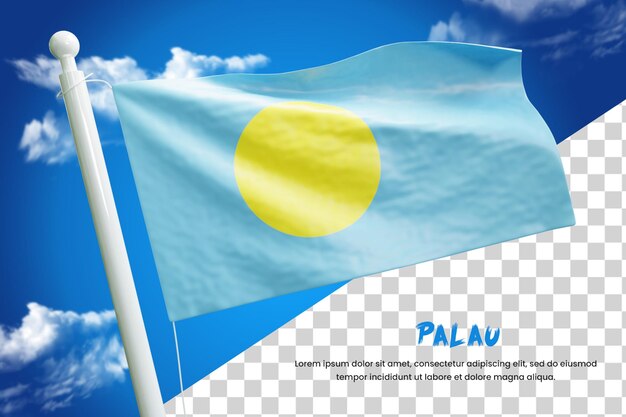 Palau realistic flag 3d render isolated or 3d palau waving flag illustration