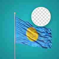 PSD palau waving flag on flagpole