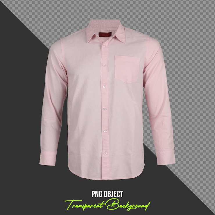 PSD pale pink long sleeve shirt isolated on transparent background